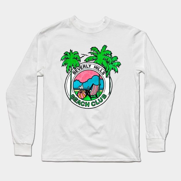 Beverly Hills Beach Club - Retro Summer Design Long Sleeve T-Shirt by DankFutura